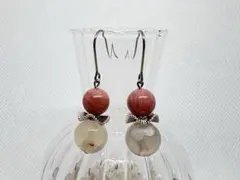 《P12》天然石 ハンドメイド ピアス ロードナイト 桜瑪瑙