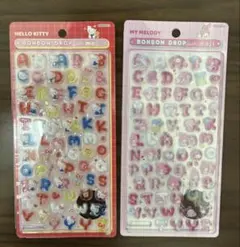 ハローキティ・マイメロディ ボンボンドロップシール2シートセット