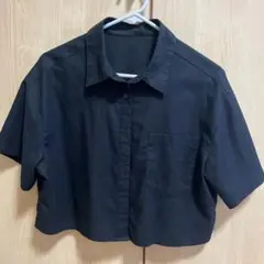 GU リネンブレンドクロップドシャツ　S