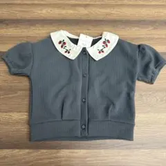 ベビー 半袖カーディガン タグ付 90 未使用 いちご グレー 薄手