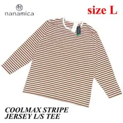 新品　ナナミカ　Lサイズ　クールマックス ストライプ Tシャツ　オレンジ　長袖