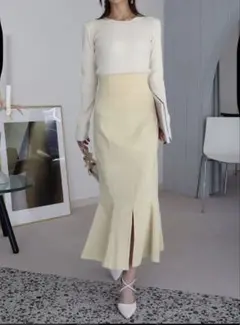 ロイヤルパーティROYALPARTYガムストレッチマーメイドスカートイエローM