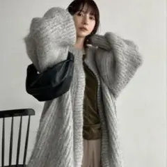 CLANE COLOR MOHAIR SHAGGY CARDIGAN GREY