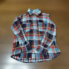 チェック柄長袖シャツ（クマ刺繍）