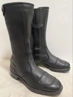 ビンテージスタイルベルトジッパーバイカーブーツ46レザー黒 バイク