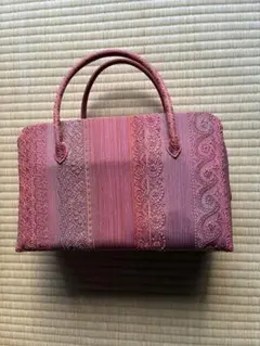 龍村美術織物 和装バッグ 糸屋輪宝手裂 糸屋金襴 薄紫 自立バッグ