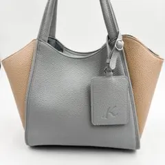 未使用に近い✨キタムラ kitamura ハンドバッグ　シボ革　グレー べージュ