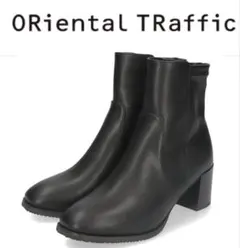 【Oriental Traffic】LL 黒 チャンキーヒールミドルブーツ