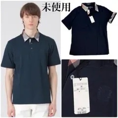 新品 ブラックレーベルクレストブリッジ カノコ半袖ポロシャツ チェック 紺Mのサムネイル
