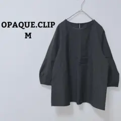 オペークドットクリップ　ブラウス　オフィカジ　七分袖　シンプル　コットン混　M