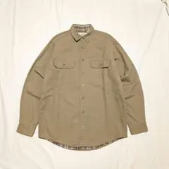 【L.L.Bean】00sカナダ製フランネル裏地ハリケーンシャツ　ベージュ系