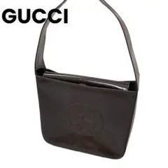 GUCCI グッチ ワンショルダー インターロッキング ショルダーバッグ　茶色