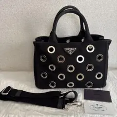 希少 PRADA CANAPA カナパ　グロメットキャンバス NERO 黒のサムネイル