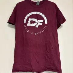 ギルダン Ｔシャツ クルーネック 半袖 プリント M 赤 紫 綿 カジュアル