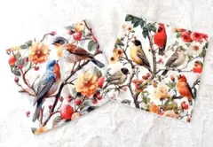 小鳥のクッションカバー 2枚セット 45×45 新品 B