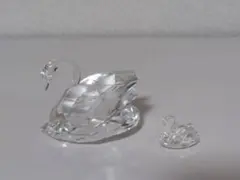 5471) 【美品】スワロフスキー スワン 白鳥親子 クリスタルオブジェ