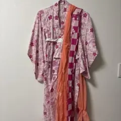 マイメロピンク花柄浴衣 110センチ 帯2本付き
