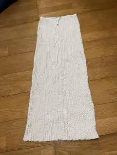 【ZARA】リブ編みホワイトロングスカート M