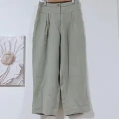 ジャンニロジュディチェ　ガウチョパンツ　プリーツ付き　ストレート　グリーン　L