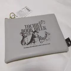わちふぃーるど 配色合皮フラットポーチ 読書・灰黄　新品未使用品のサムネイル