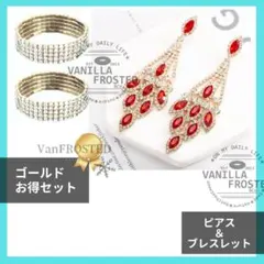 社交ダンス　バングル　ピアス　社交ダンス　ビジュー　赤　スボ　bbj