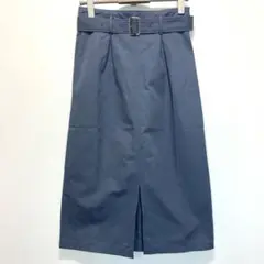 elgna ベルト付きスカート (38)くすみブルー ミディ丈