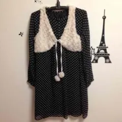 超メルカリ市！ベスト付き♥︎ドットワンピース
