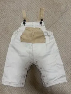 ホワイト・ベージュ コットンオーバーオール