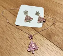 新品未使用 クリスマスツリー ピアス ネックレス セット