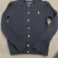 美品　ポロラルフローレン　ケーブル編みカーディガン　ネイビー120