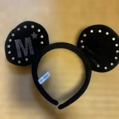ミッキー耳 ブラックカチューシャ スタッズ付き