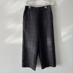 human woman チェック柄ワイドパンツ グレー系