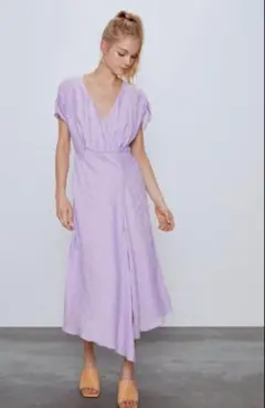 新品 ZARA ドット柄ロングワンピース XS