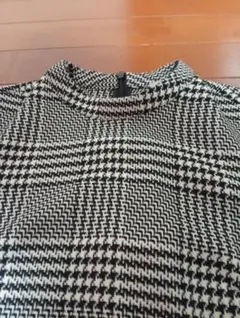 H&M 大人チェック柄 上品 七分袖 ワンピース チュニック