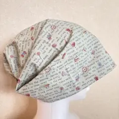 くすみグリーン　ケア帽子　医療用キャップ　抗がん剤治療　脱毛　三角巾