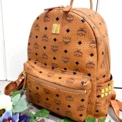 【大容量】MCM スタッズ ヴィセトス リュック 総柄 キャメル ユニセックス