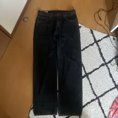 EDWIN ダークブルー ストレートジーンズ 牛革パッチ