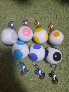 【7種セット】スーパーマリオ めじるしアクセサリー ヨッシー ガチャ　たまご