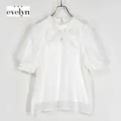 evelyn エブリン　半袖シフォンリボンBS ブラウス ホワイト 白 半袖