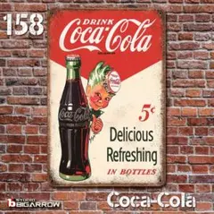158 ブリキ看板 Coca-Cola コカ・コーラ ガレージ アメリカン雑貨