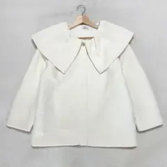 美品 HHOLIC 洗える ジャガードビッグカラーショートジャケット 白