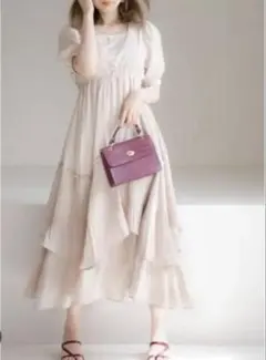 グレイル　白石麻衣 リボンベルト付きティアードフリルワンピース　on079