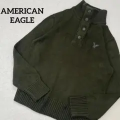 【高品質】アメリカンイーグル　ハイネック　ハーフボタンコットンニット　肉厚のサムネイル