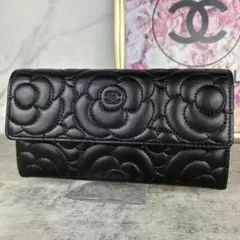 CHANELシャネル⭐︎財布⭐︎キャビアスキン⭐︎カードケース⭐︎カメリア CHANEL シャネル財布 カメリア キャビアスキン ファスナー