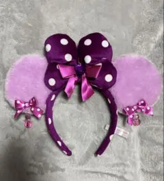 ディズニー ミニーちゃん　カチューシャ イヤリング 紫