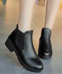 ブラックブーティ 4.5cmヒール 23.0-25.5cm