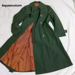 【美品】アクアスキュータム♡希少デザイン♡トレンチコート　ロング　グリーン　M