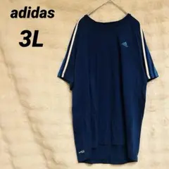 adidas◆美品CLIMALITE XO 青 3ライン 3L 大きめ ゆったり