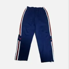 90s NIKE古着トラックパンツ白タグ刺繍ロゴスウッシュネイビー