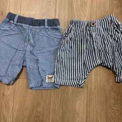 95cm チェック柄とストライプ柄パンツ2セット